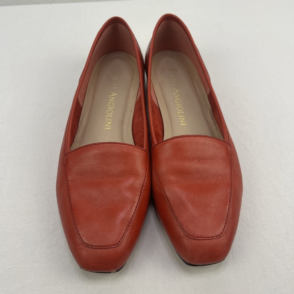 Enzo Angiolini Liberty Red Loafers Women's Size 7.5M Slip On Square Toe Leather